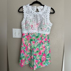 Excellent condition Lilly Pulitzer Sadie jumpsuit with lace detail